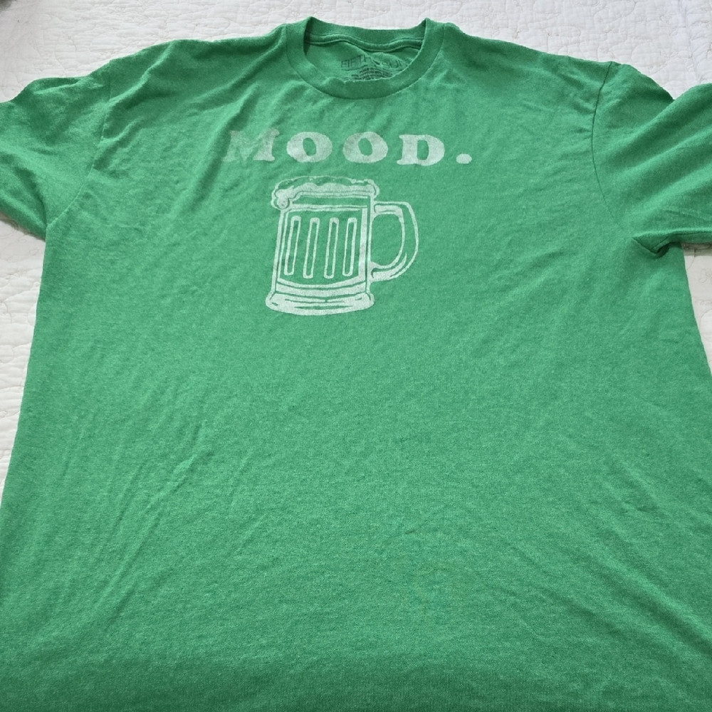 Fifth Sun Green T-Shirt with Distressed Beer Mug Graphic